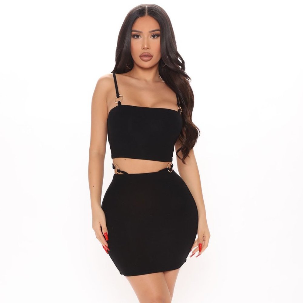 Fashionnova Side Of Me Skirt Set - Black